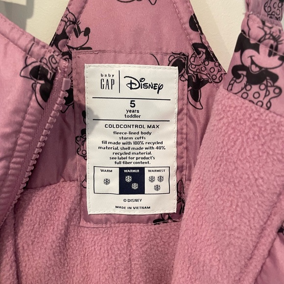 Gap X Disney Minnie Mouse ski bib mauve/purple color size 5 GUC - Picture 2 of 2
